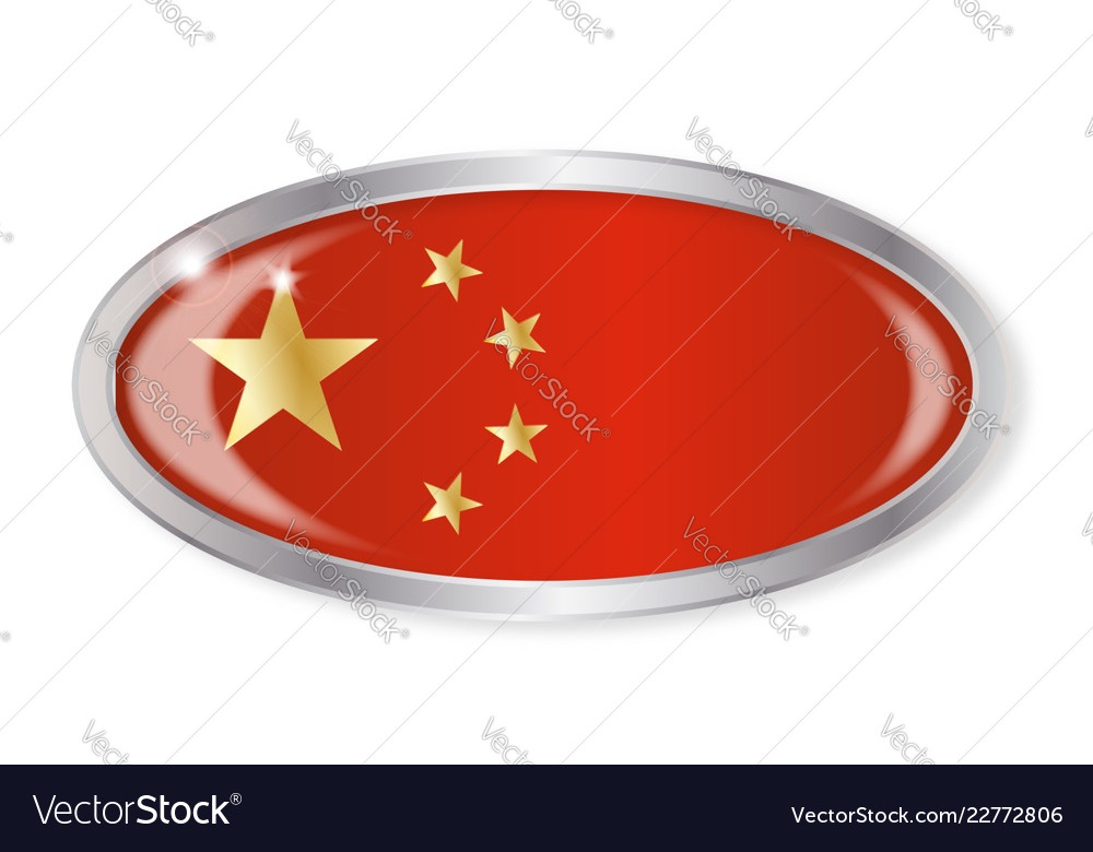 Chinese flag oval button