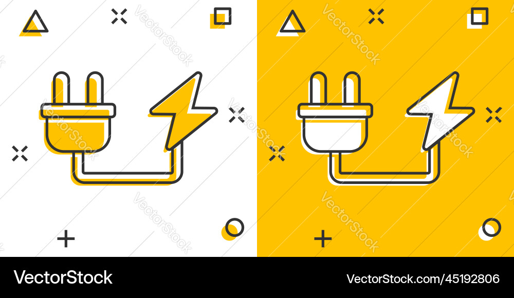 Electric plug icon in comic style power adapter Vector Image