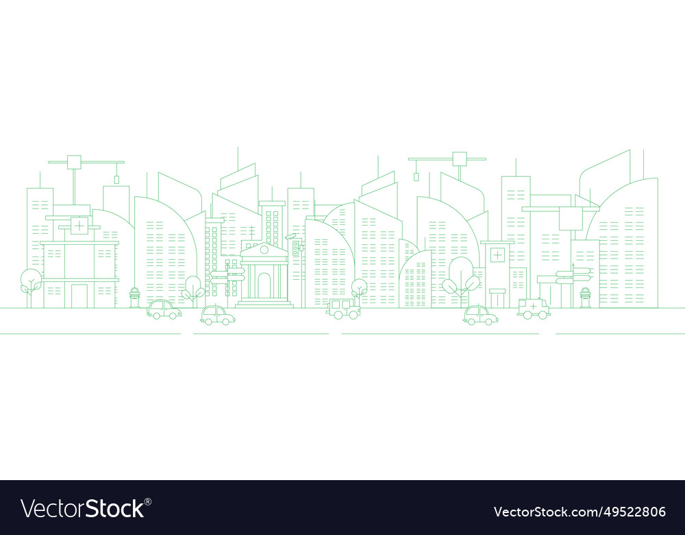 Futuristic outline urban landmark silhouette Vector Image