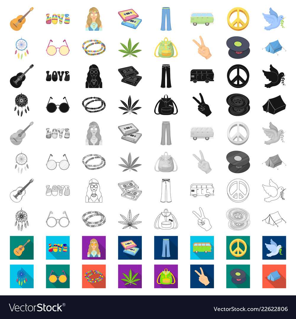 Happy and attribute cartoon icons in set