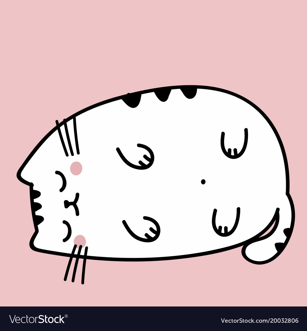 Kawaii cute fat white cat anime style Royalty Free Vector