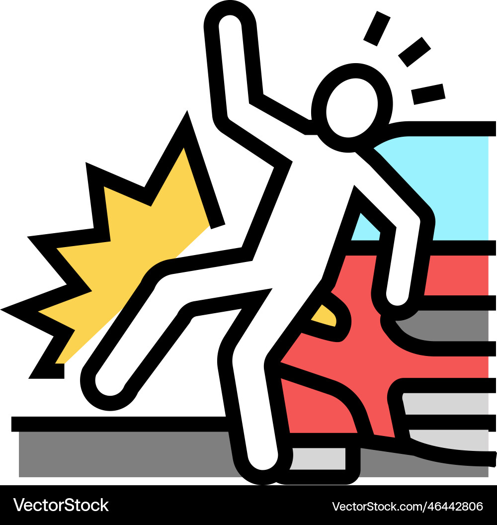 Machine hit man accident color icon Royalty Free Vector