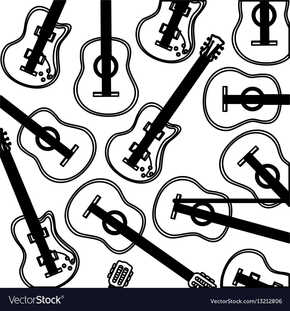 Monochrome background with electric guitars set Vector Image