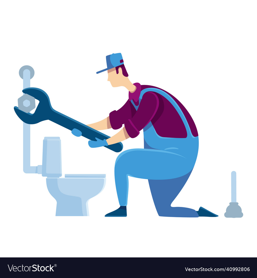 Plumber flat color faceless character specialist Vector Image