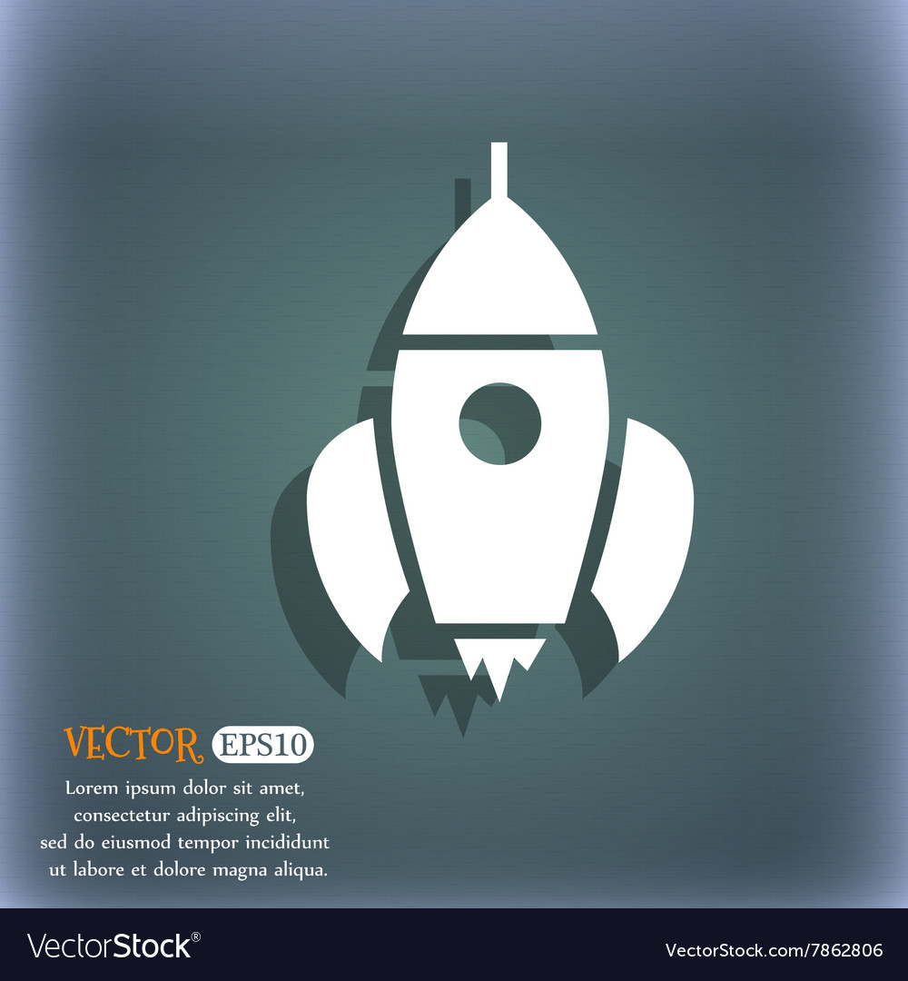Rocket icon on the blue-green abstract background Vector Image