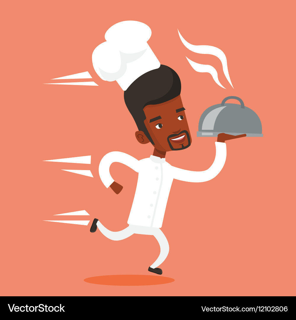 Running chef cook Royalty Free Vector Image - VectorStock
