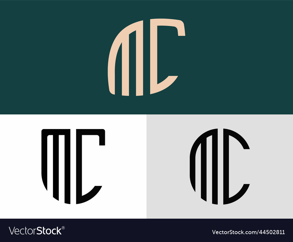 Creative Initial Letters Mc Logo Designs Bundle Vector Image