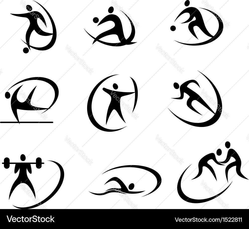 Different kinds sports symbols Royalty Free Vector Image