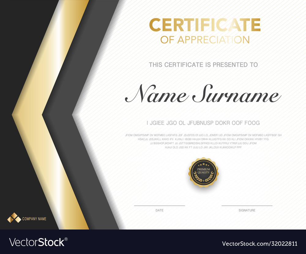 Diploma certificate template black and gold color Vector Image