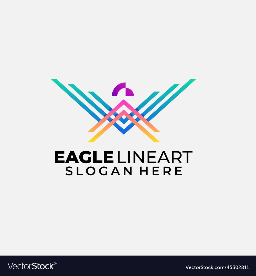 Eagle line art logo template design icon