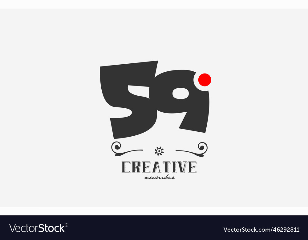 Grey 59 number logo icon design with red dot Vector Image