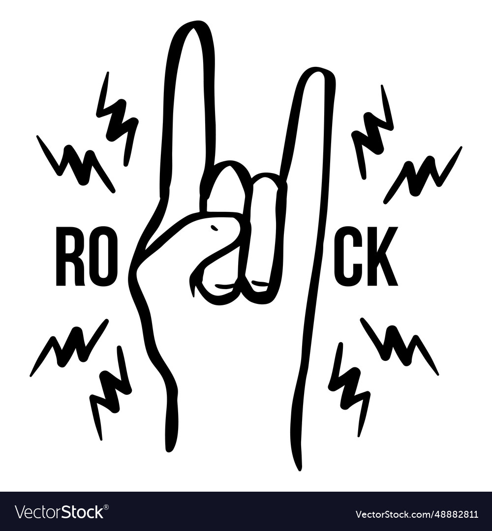 Hand rock music drawn symbol black Royalty Free Vector Image