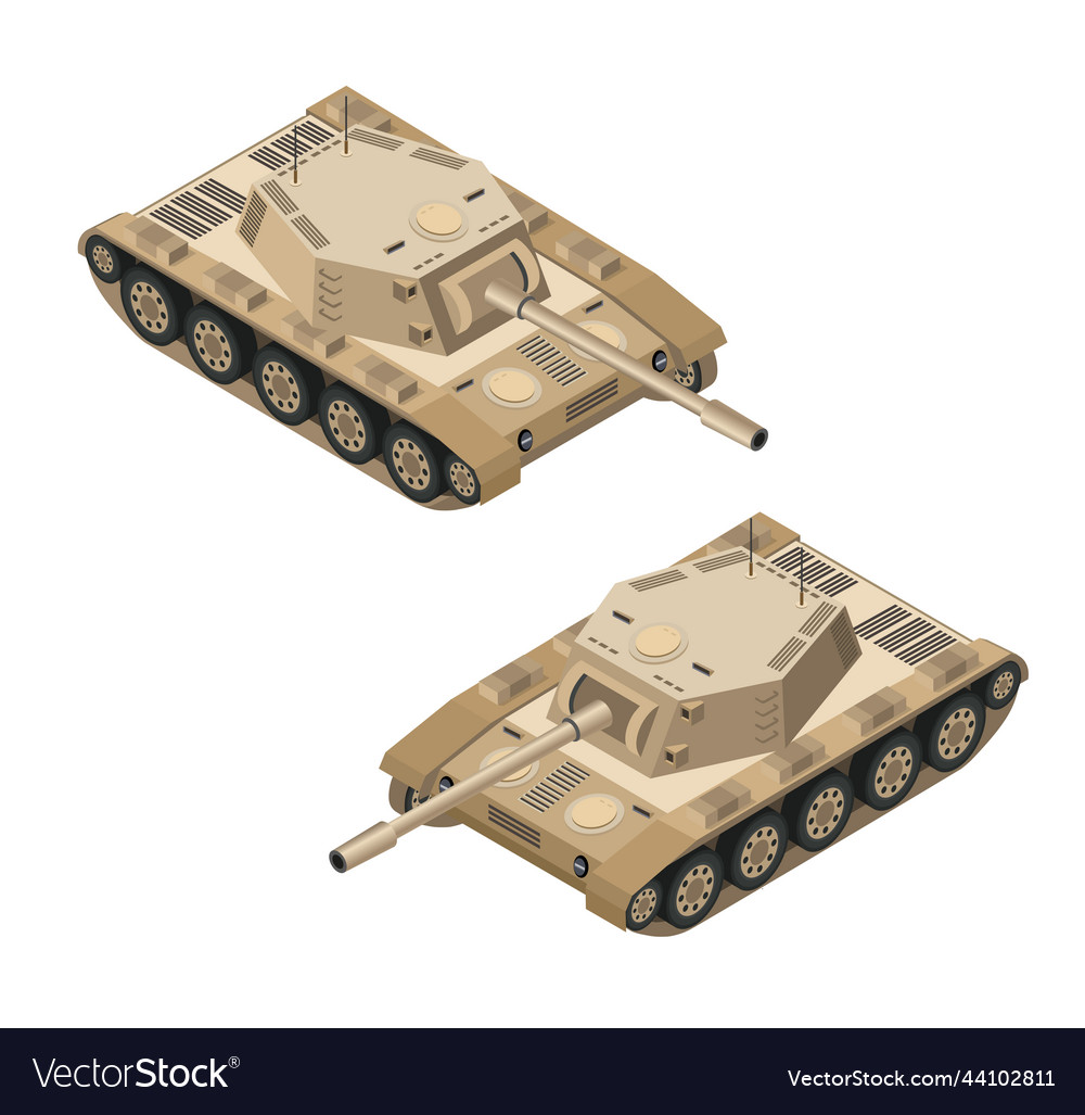 Set of army armed tank panzer divisions isometric Vector Image