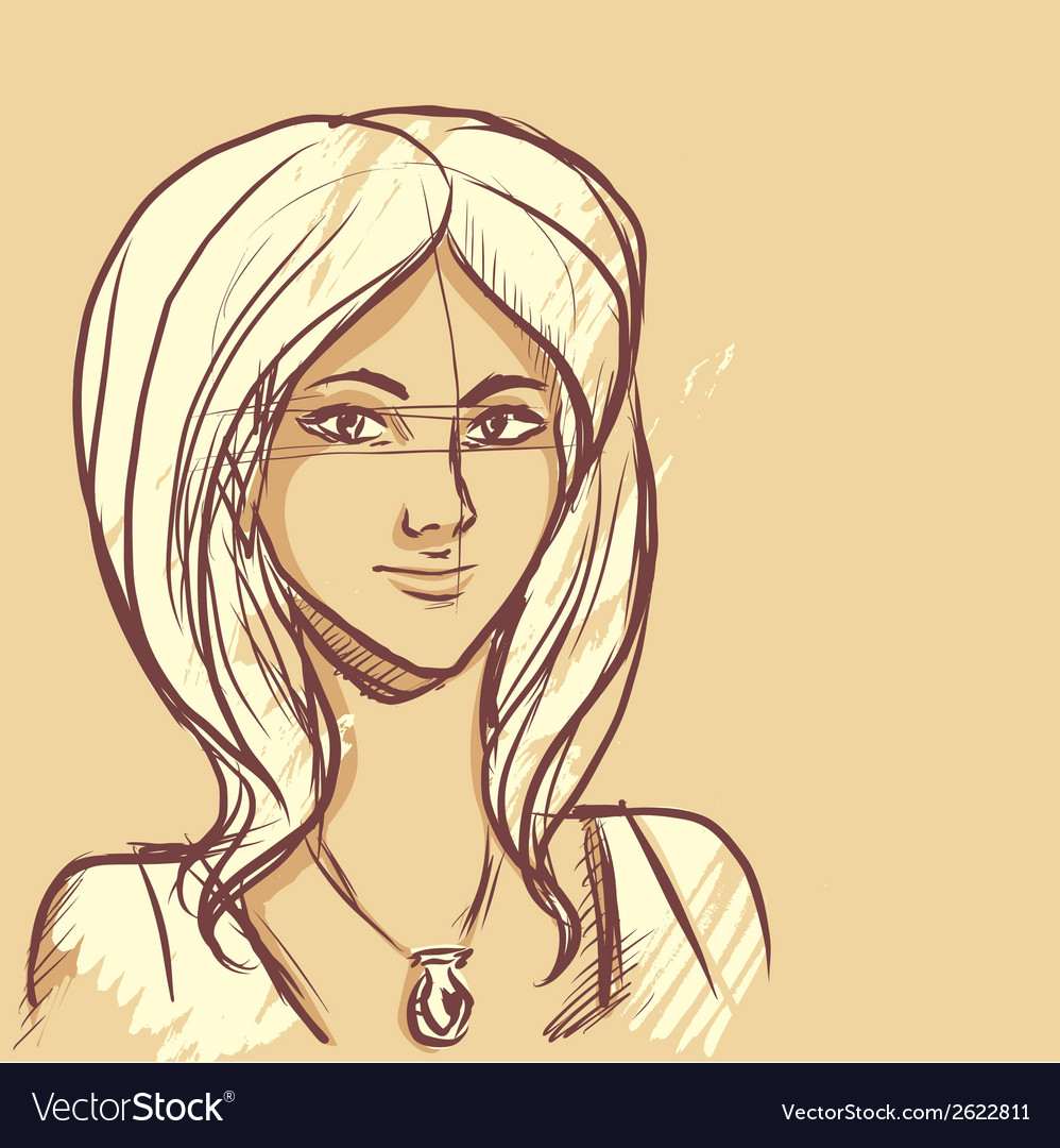 Sketch of woman portrait Royalty Free Vector Image