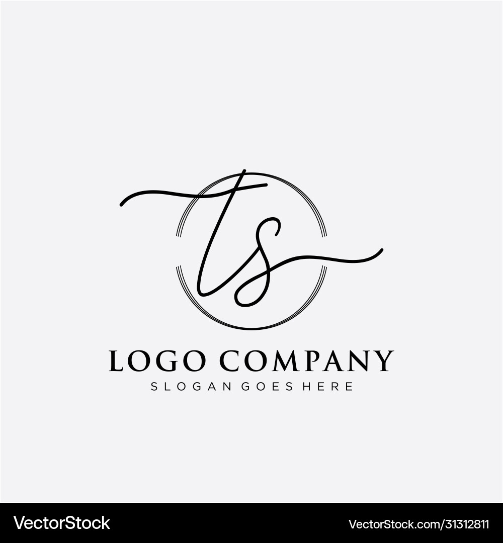 Ts initial handwriting logo design Royalty Free Vector Image