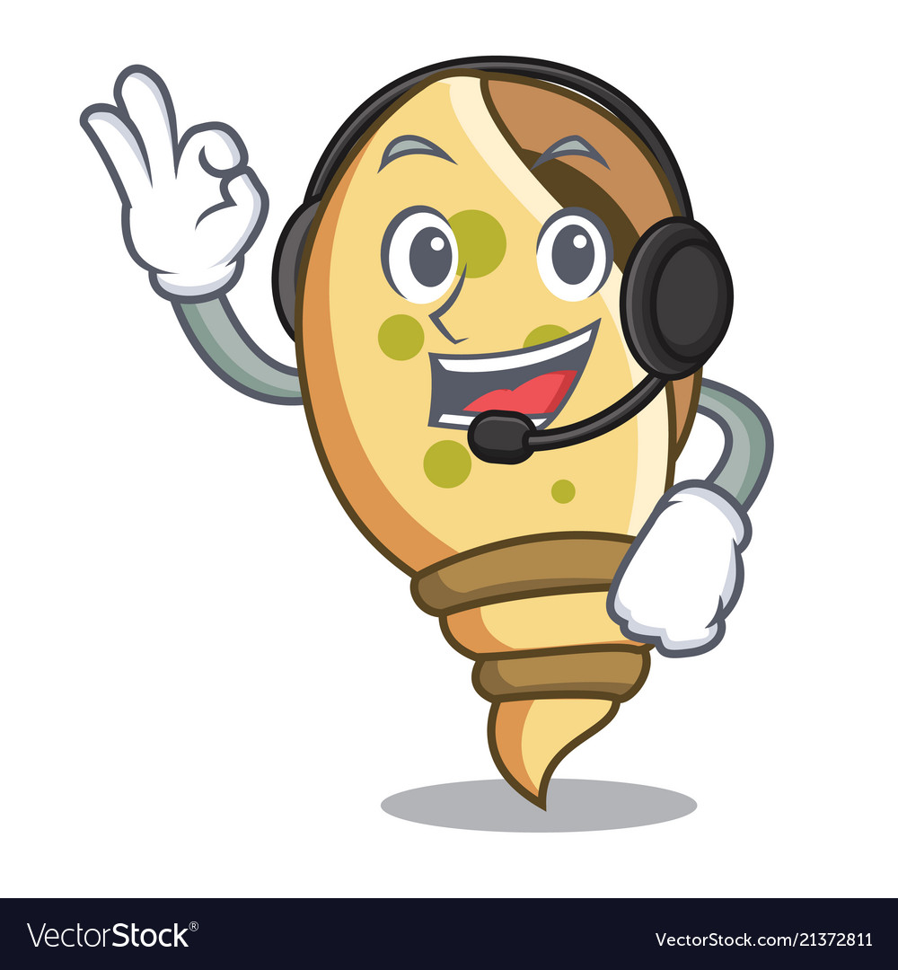 With headphone sea shell mascot cartoon Royalty Free Vector