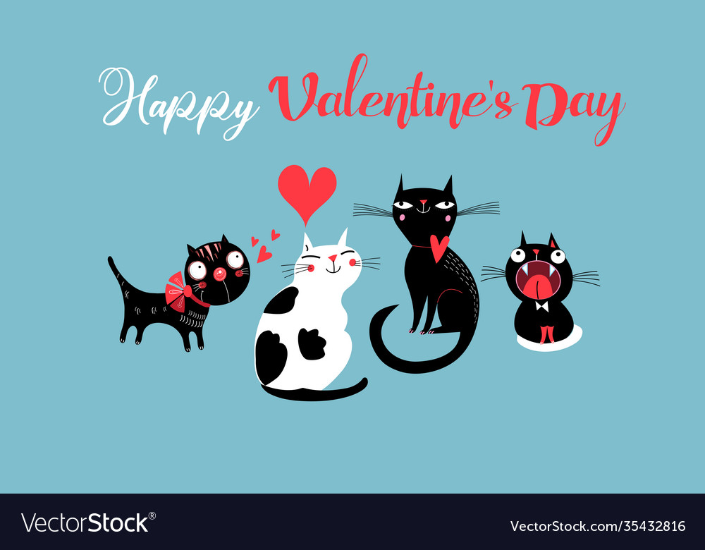 Festive valentines with cats in love Royalty Free Vector