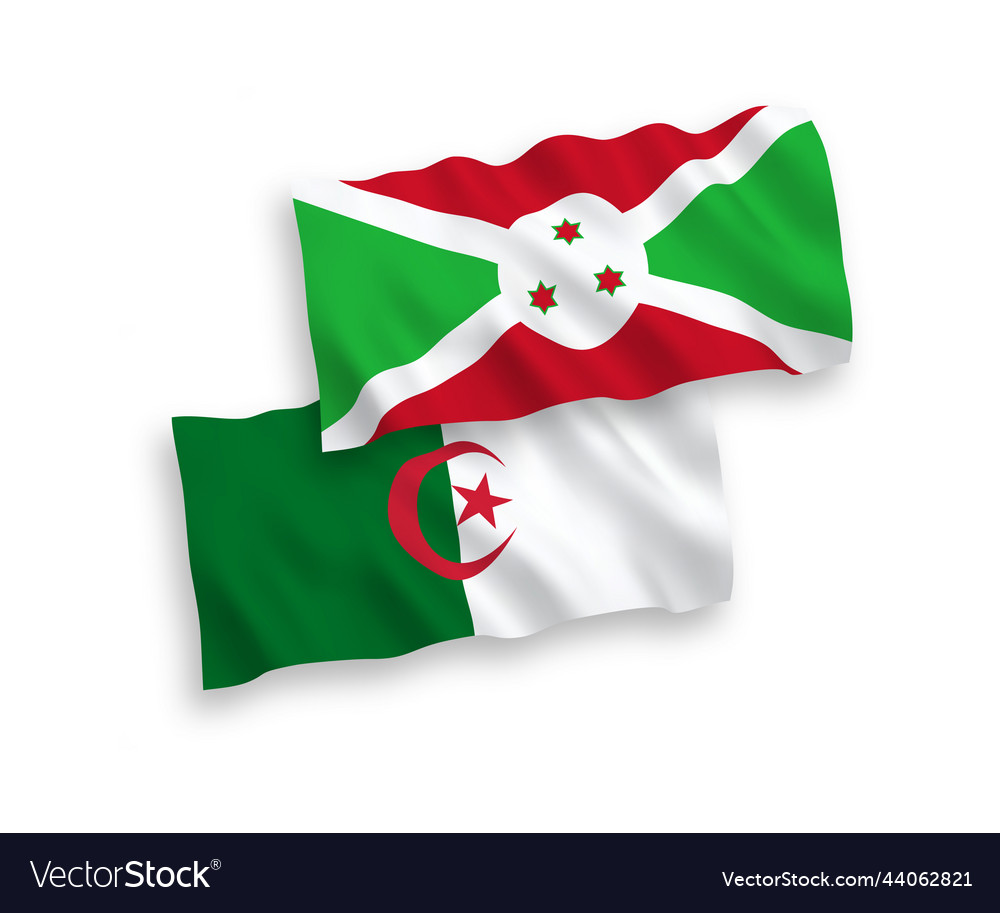 Flags of burundi and algeria on a white background