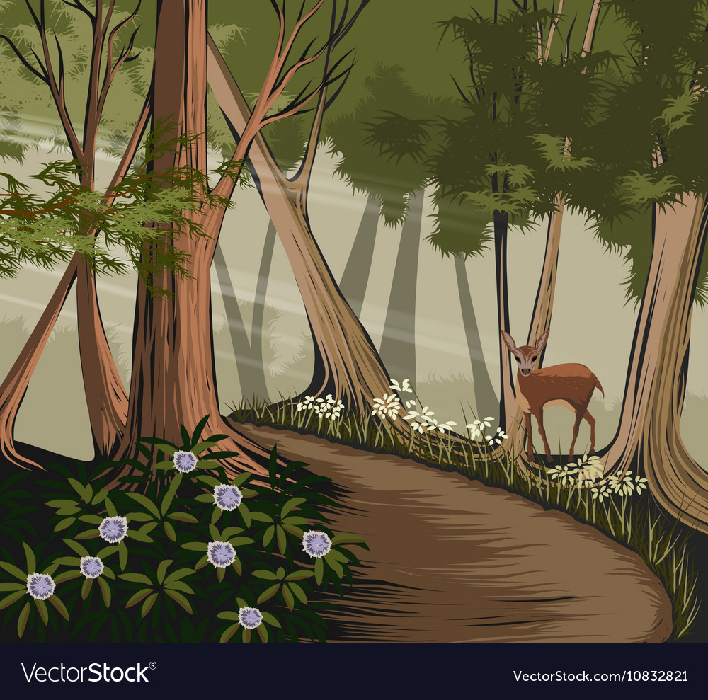 Forest and deer Royalty Free Vector Image - VectorStock