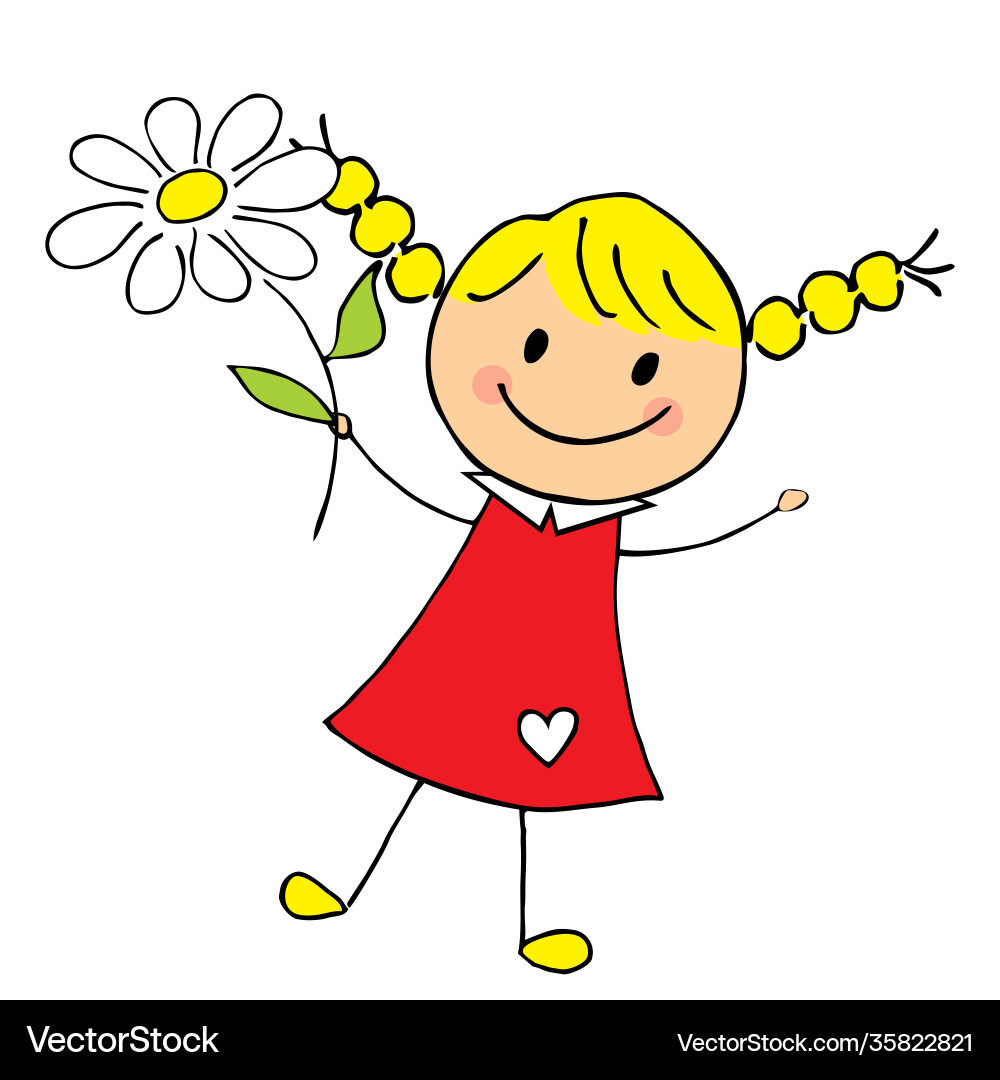 Girl with flower valentine day Royalty Free Vector Image