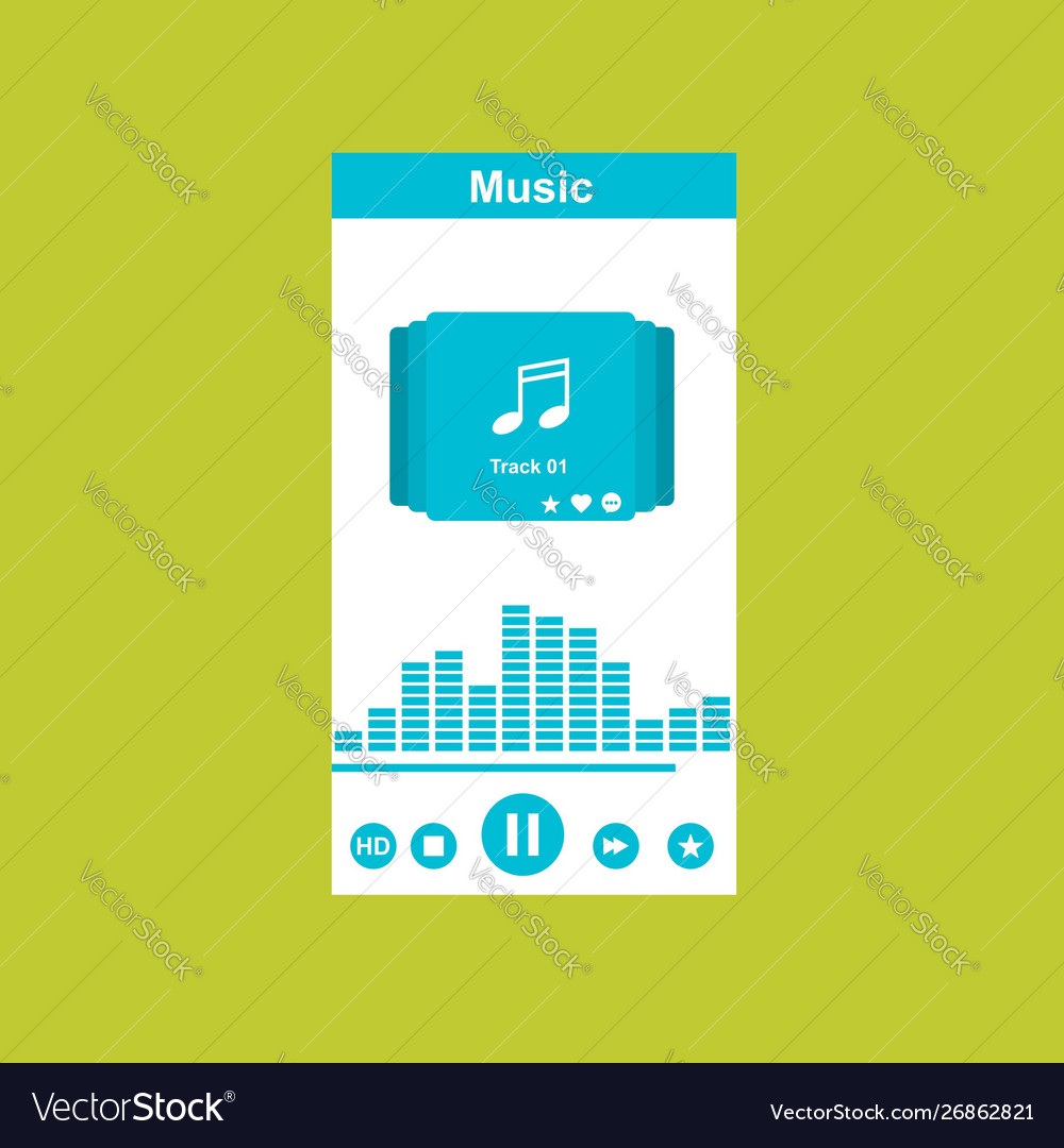 Media player application app template with flat Vector Image