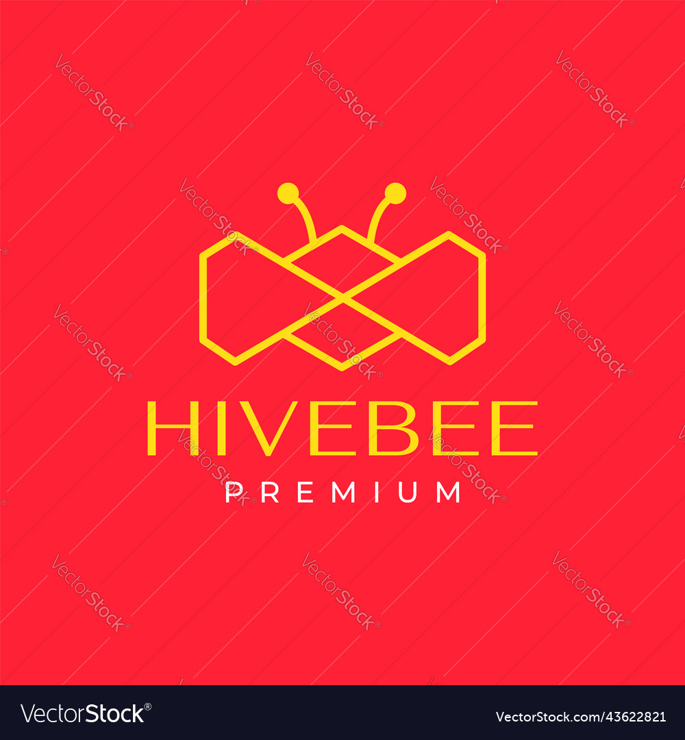 Polygon line bee honey logo design Royalty Free Vector Image