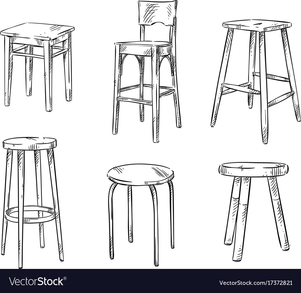 Set hand drawn stools Royalty Free Vector Image