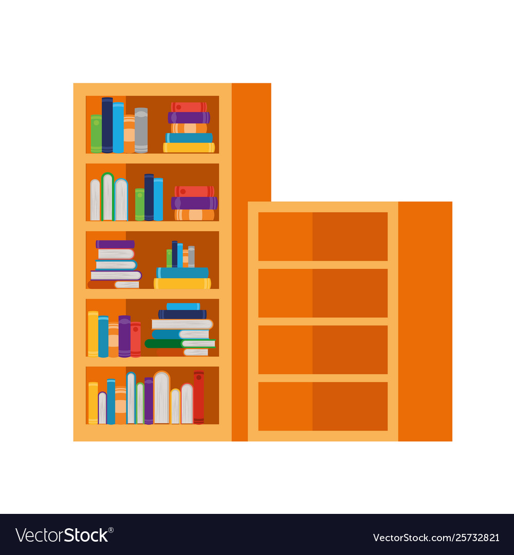 Shelving with books in white background Royalty Free Vector