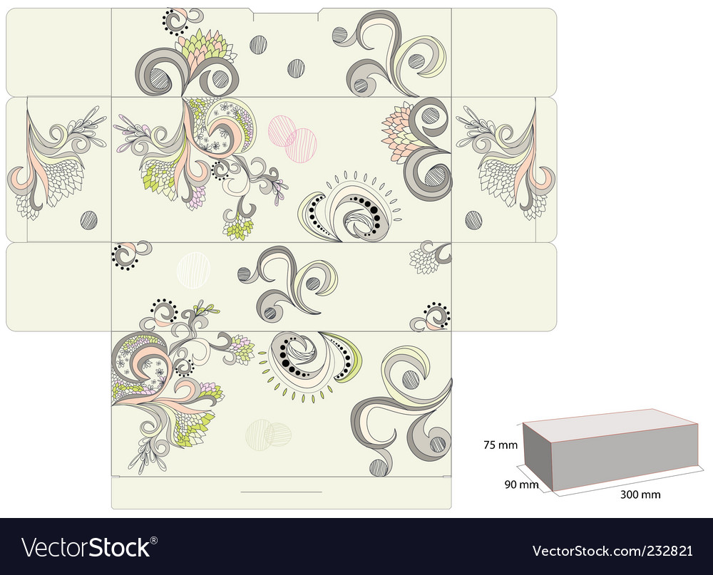 Template for decorative box Royalty Free Vector Image