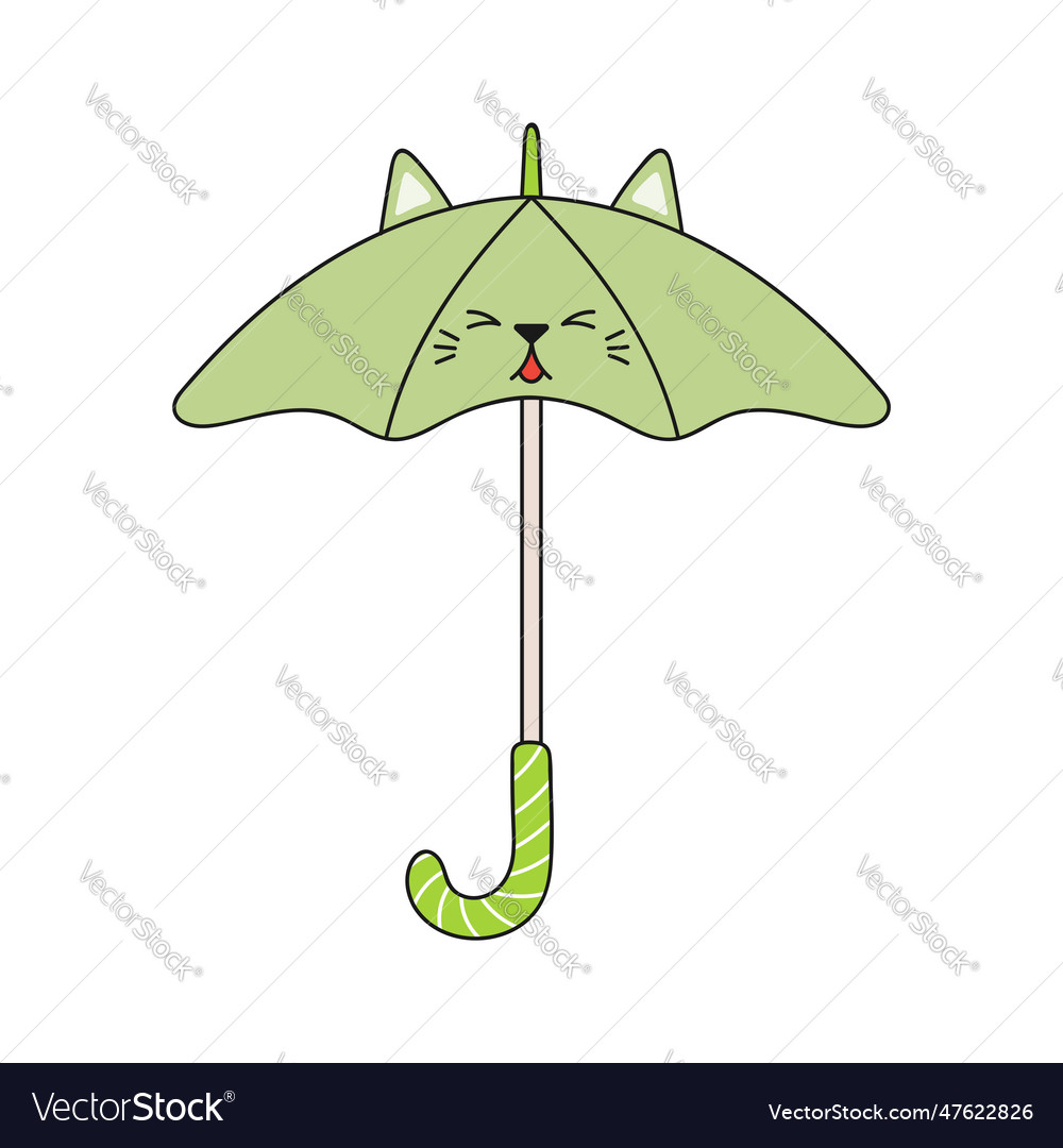 Cute open umbrella with kawaii cat face ears Vector Image