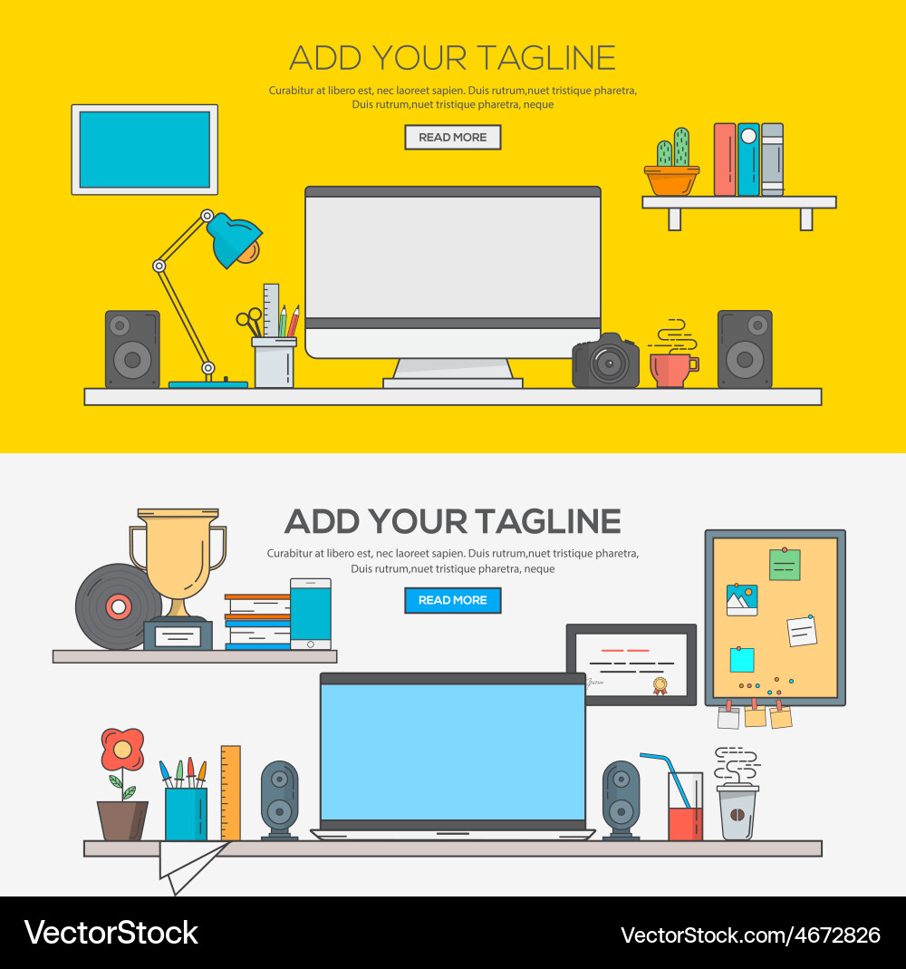 Flat design line concept 5 Royalty Free Vector Image