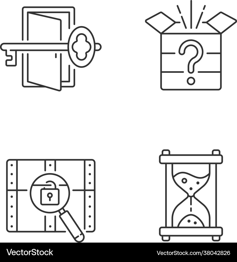 Puzzle linear icons set Royalty Free Vector Image