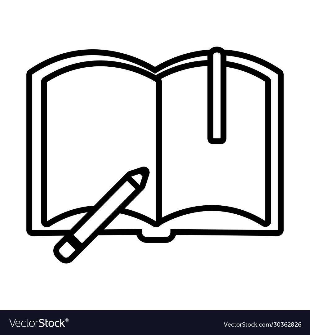 Text book with pencil line style icon