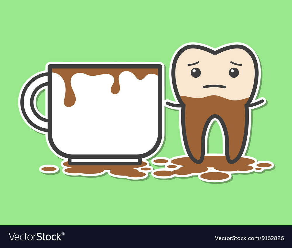 Tooth and cup of coffee Royalty Free Vector Image