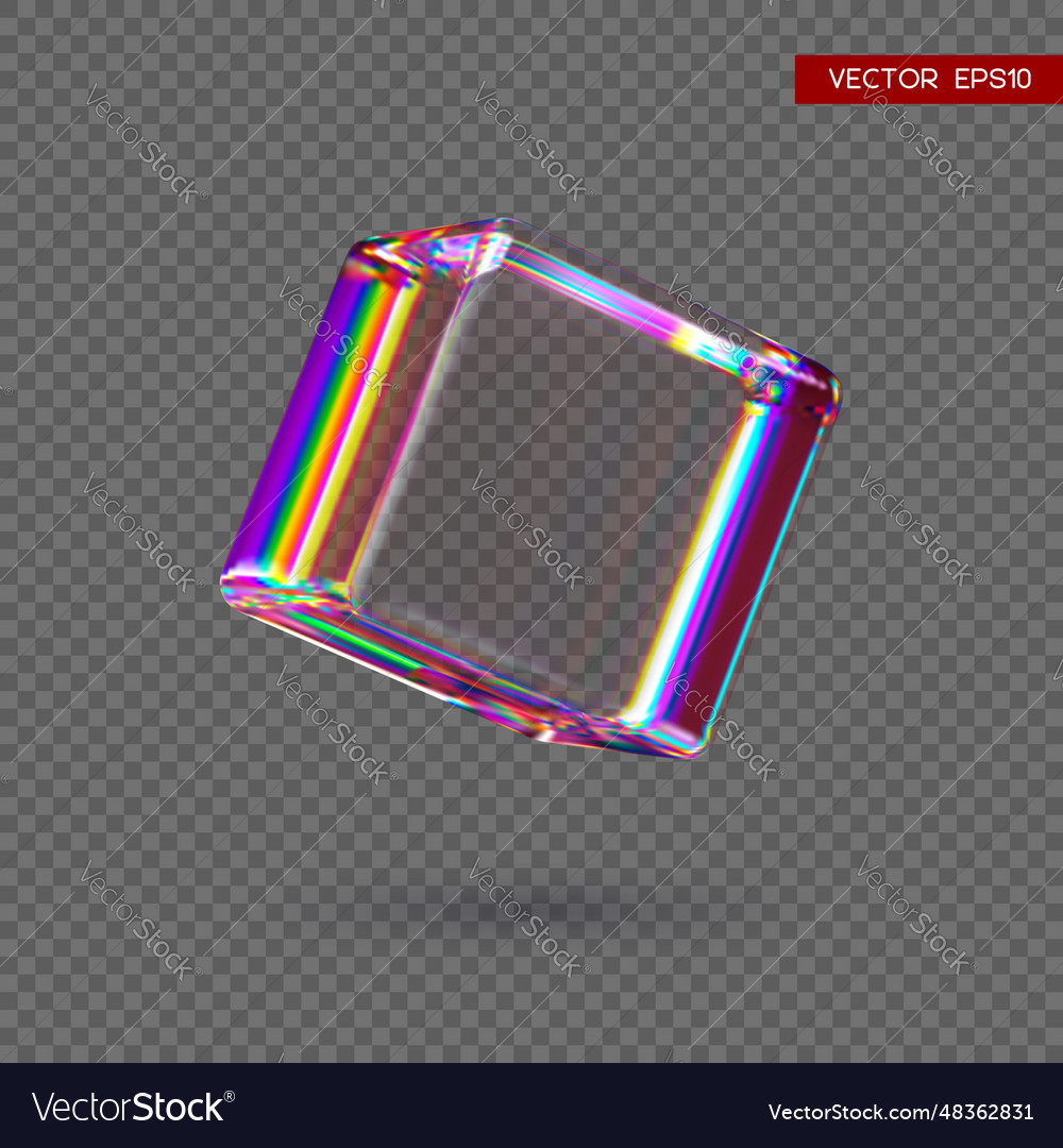 3d transparent glossy cube with dispersion effect