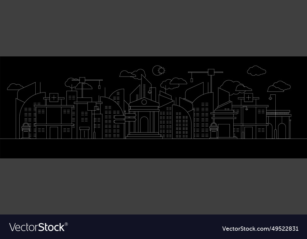 Futuristic outline urban landmark silhouette Vector Image