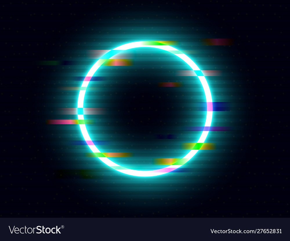 Glitch effect circle distorted shape digital Vector Image