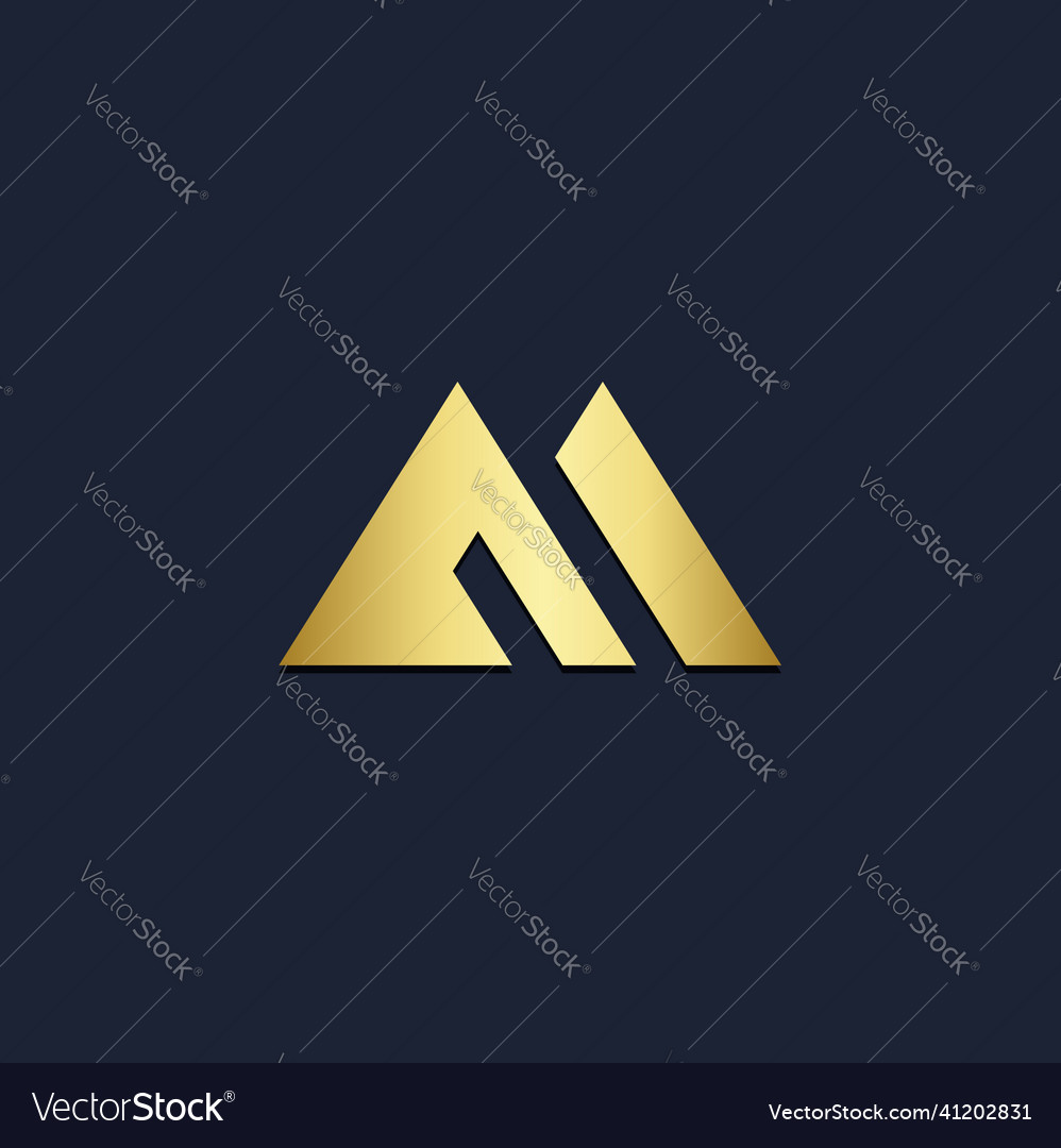 M monogram initial gold logo Royalty Free Vector Image