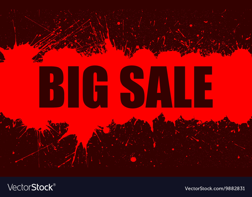 Sale banner with bright ink red blots