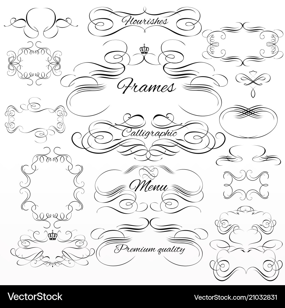 Set calligraphic elements and page decorations Vector Image