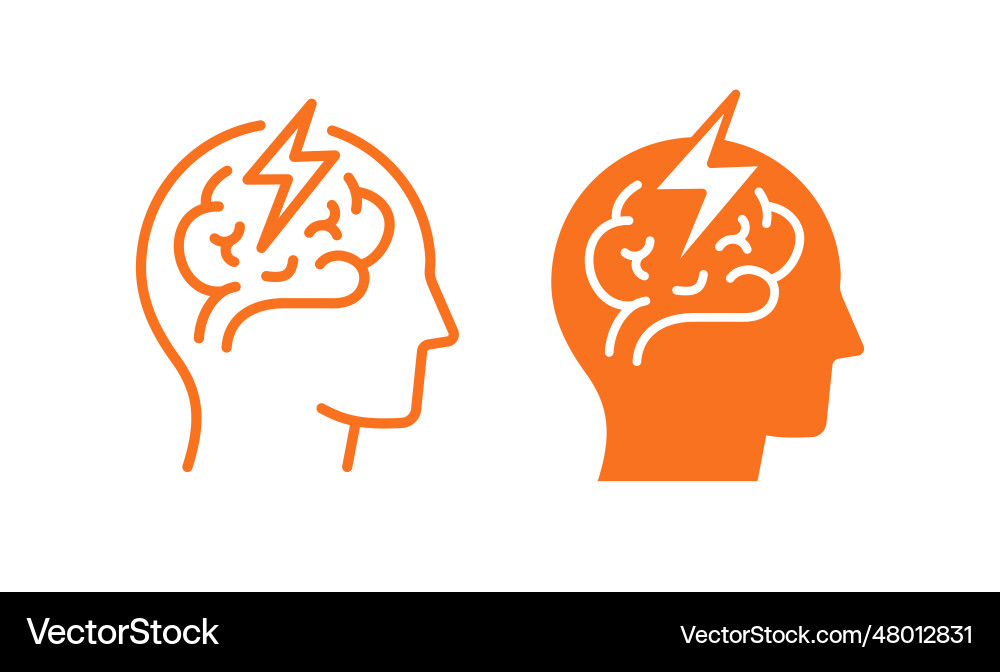Stroke brain icons isolated Royalty Free Vector Image