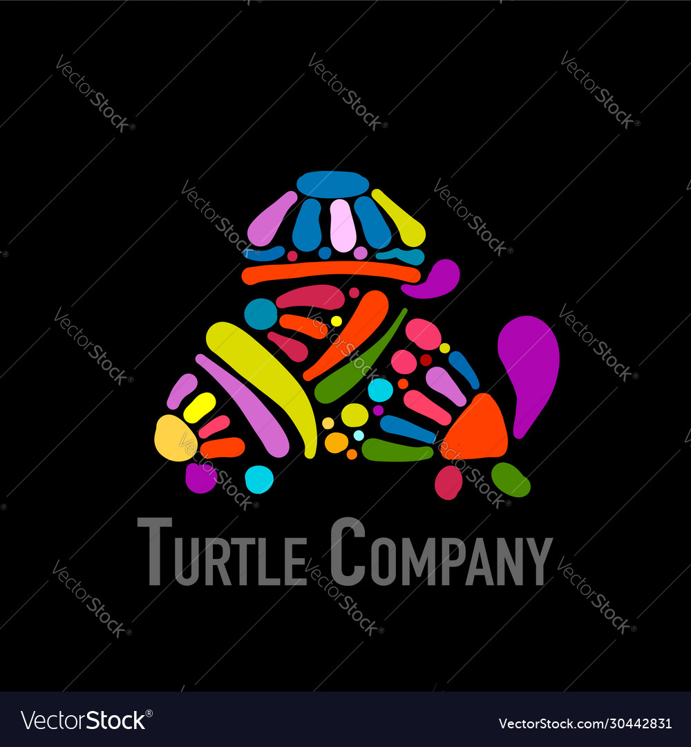 Turtle colorful logo black silhouette