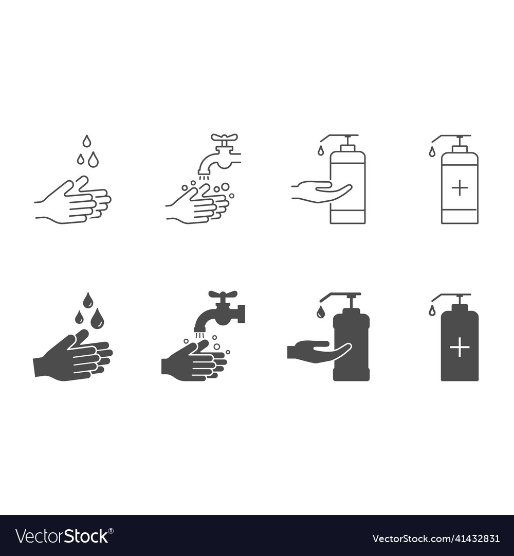 Washing hand icons hygiene set soap