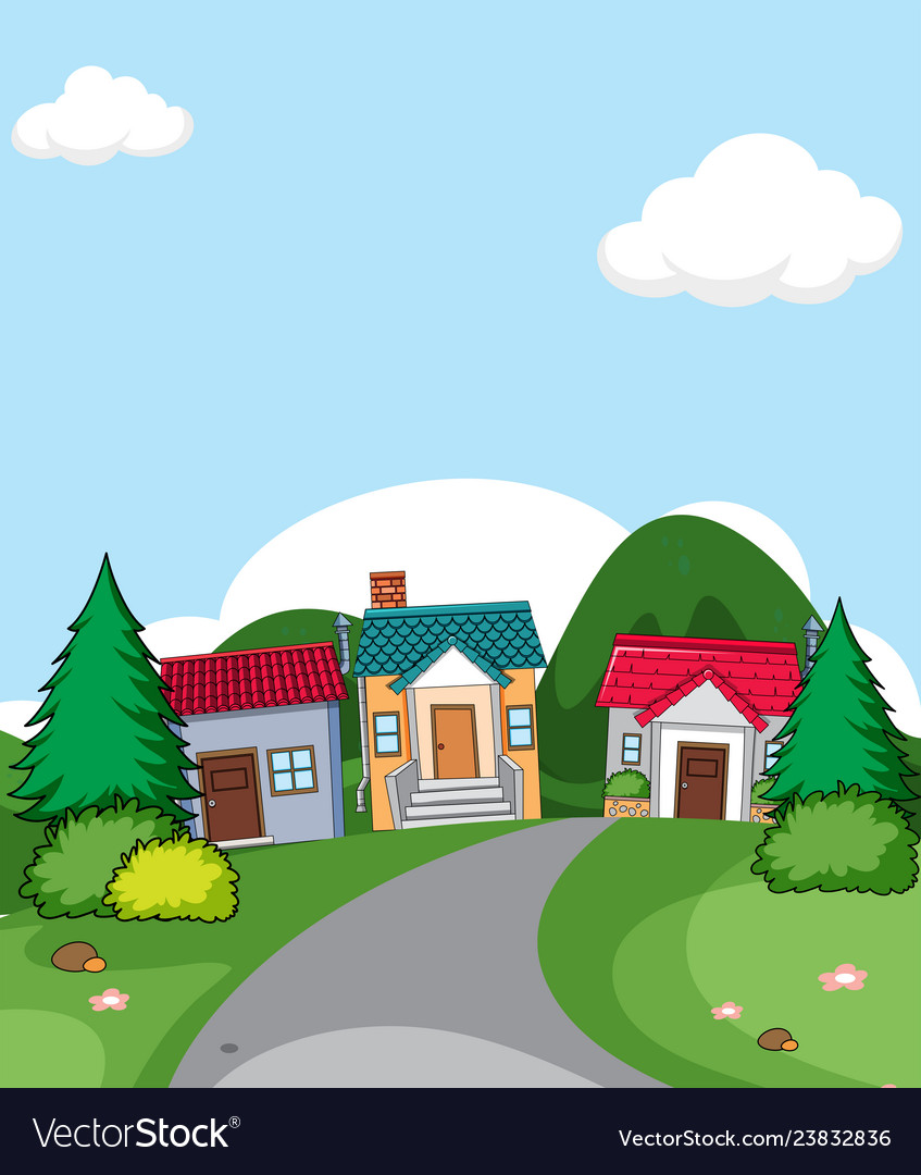 A rural house village scene Royalty Free Vector Image