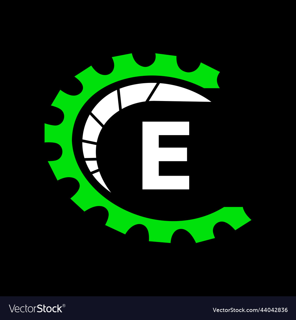 Automotive logo on letter e concept car repair