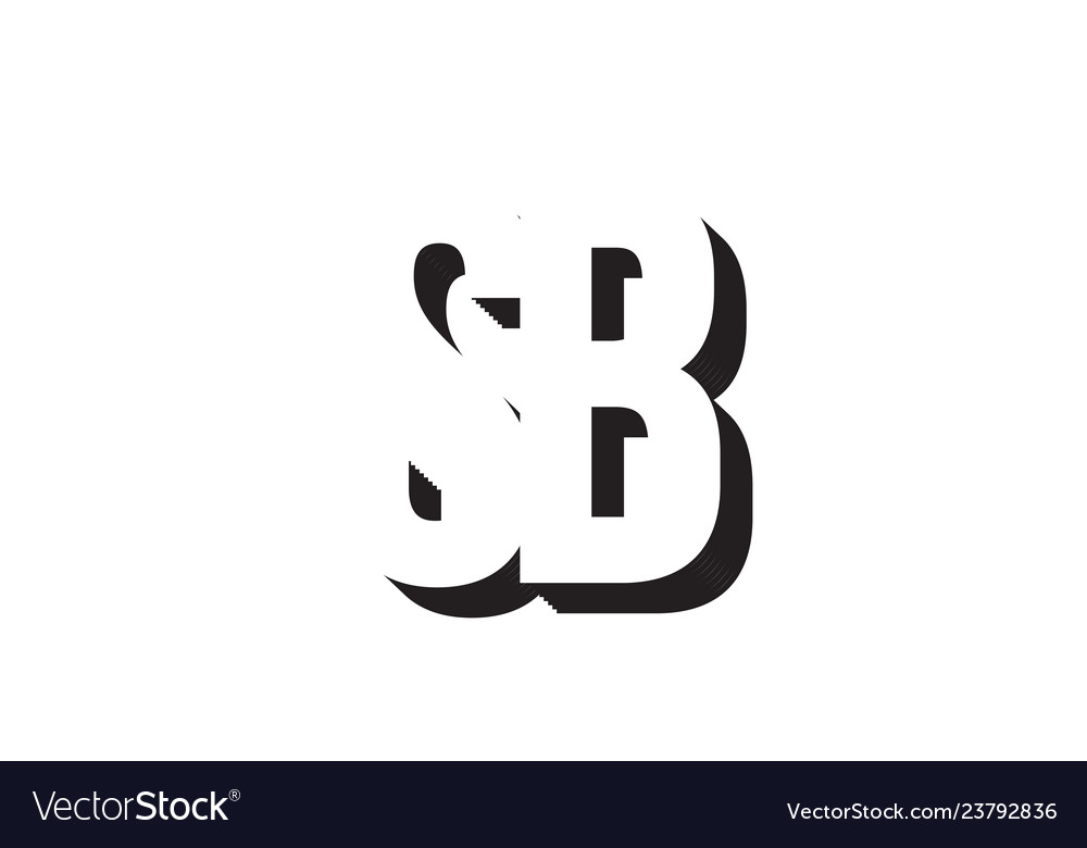 Black and white sb s b alphabet letter logo