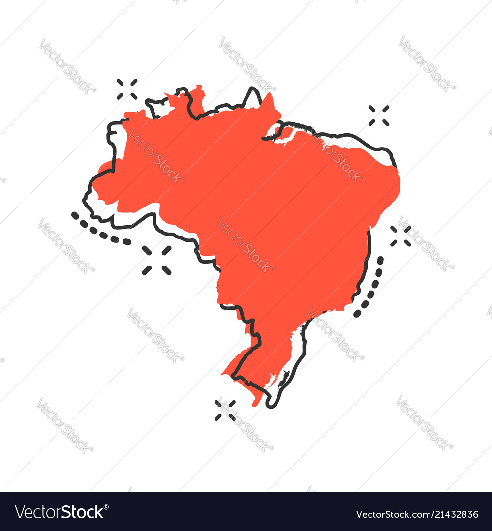 Cartoon brazil map icon in comic style brazil Vector Image