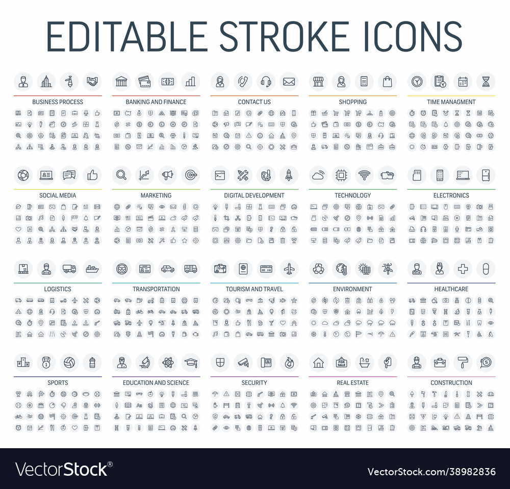 Editable stroke thin line web Royalty Free Vector Image