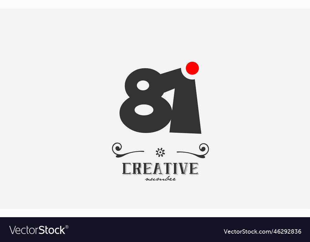 Grey 81 number logo icon design with red dot Vector Image