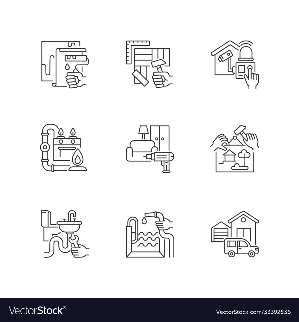 Home improvements linear icons set